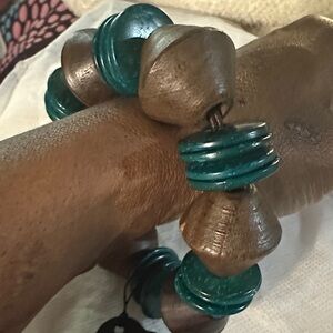 Paparazzi Teal and Brown Chunky Bracelet